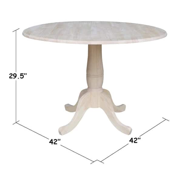 International Concepts Unfinished Round, 42 Round Drop Leaf Pedestal Dining Table International Concepts