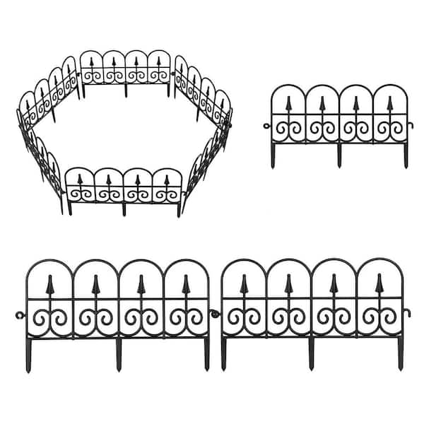 Oumilen 22.8 in. H x 13.1 in. W Euro Metal Fence Black (Set of 12)