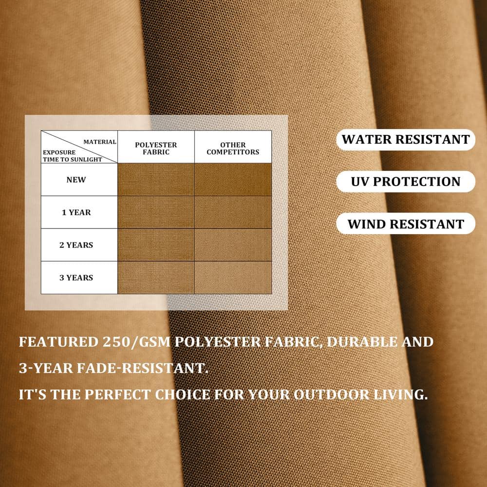 Tan Rectangular Cantilever Patio Umbrella with Metal Pole