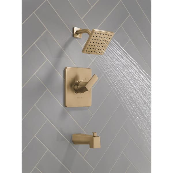 Velum Gold 1-Handle Wall Mount Tub and Shower Trim Kit in Champagne Bronze (Valve Not Included)