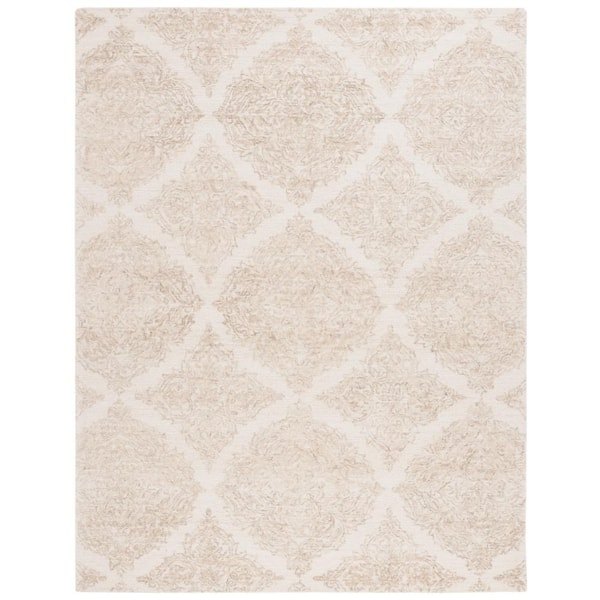 Martha Stewart Ivory/Beige 9 ft. x 12 ft. Floral Trellis Area Rug