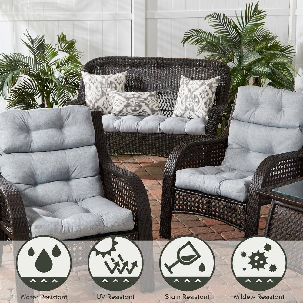 Heather Gray Polyester High Back Outdoor Chair Cushion