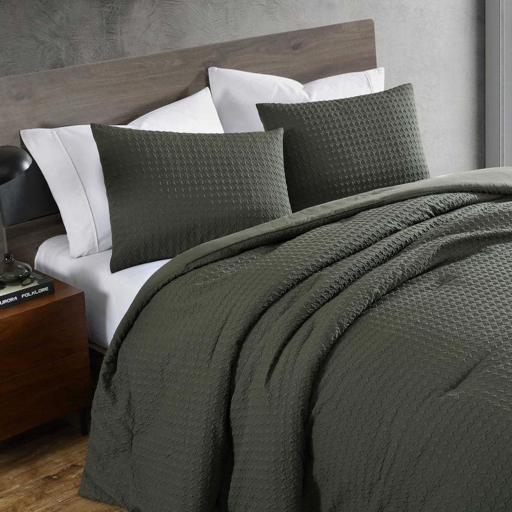 Houndstooth Green Embossed Twin Bedspread Set