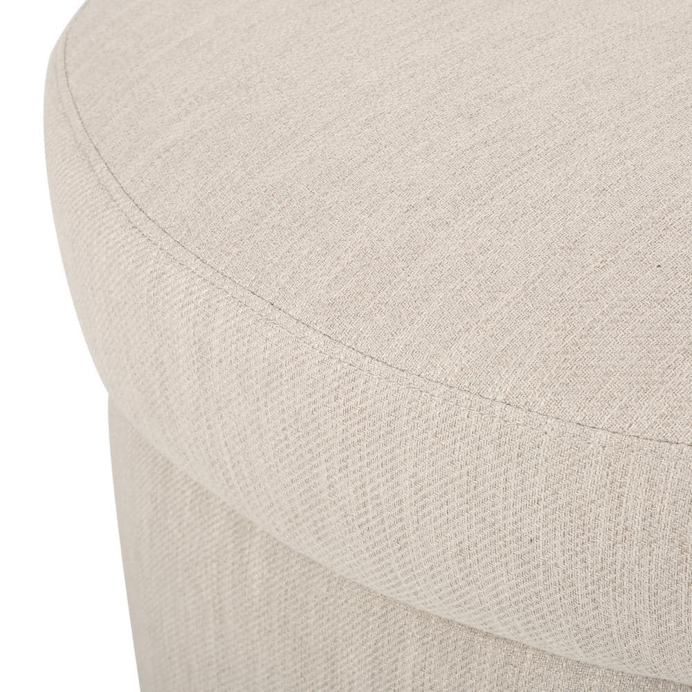 Beige Swivel Barrel Club Chair with Metal Base
