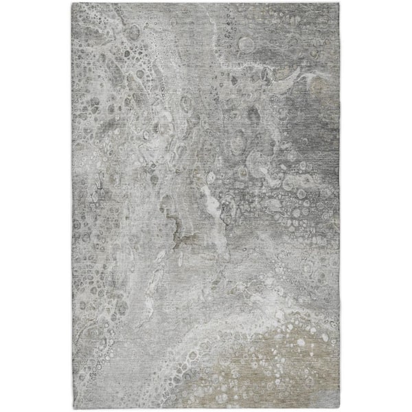 Dream Shag Premium Machine Washable Abstract ADS588 Silver 9 ft. x 12 ft. Area Rug