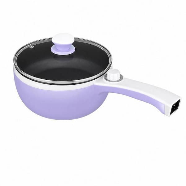 1.5 L Mini Portable Electric Hot Pot, Stainless Steel Non-Stick Saute Pan, Rapid Noodles Electric Pot, Purple