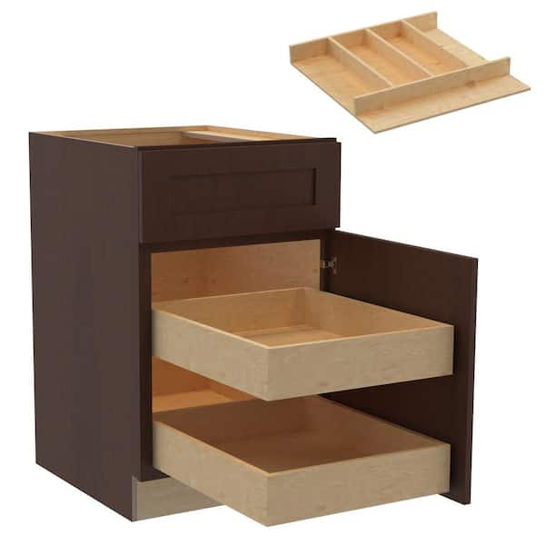 Home Decorators Collection Newport 21 in. W x 24 in. D x 34.5 in. H Assembled Plywood Base Kitchen Cabinet in Manganite with 2ROT Utility RH