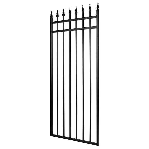 NUVO IRON 2.75 ft. x 5.67 ft. Tiger Eye Profile Black Iron Center Point Fence Gate