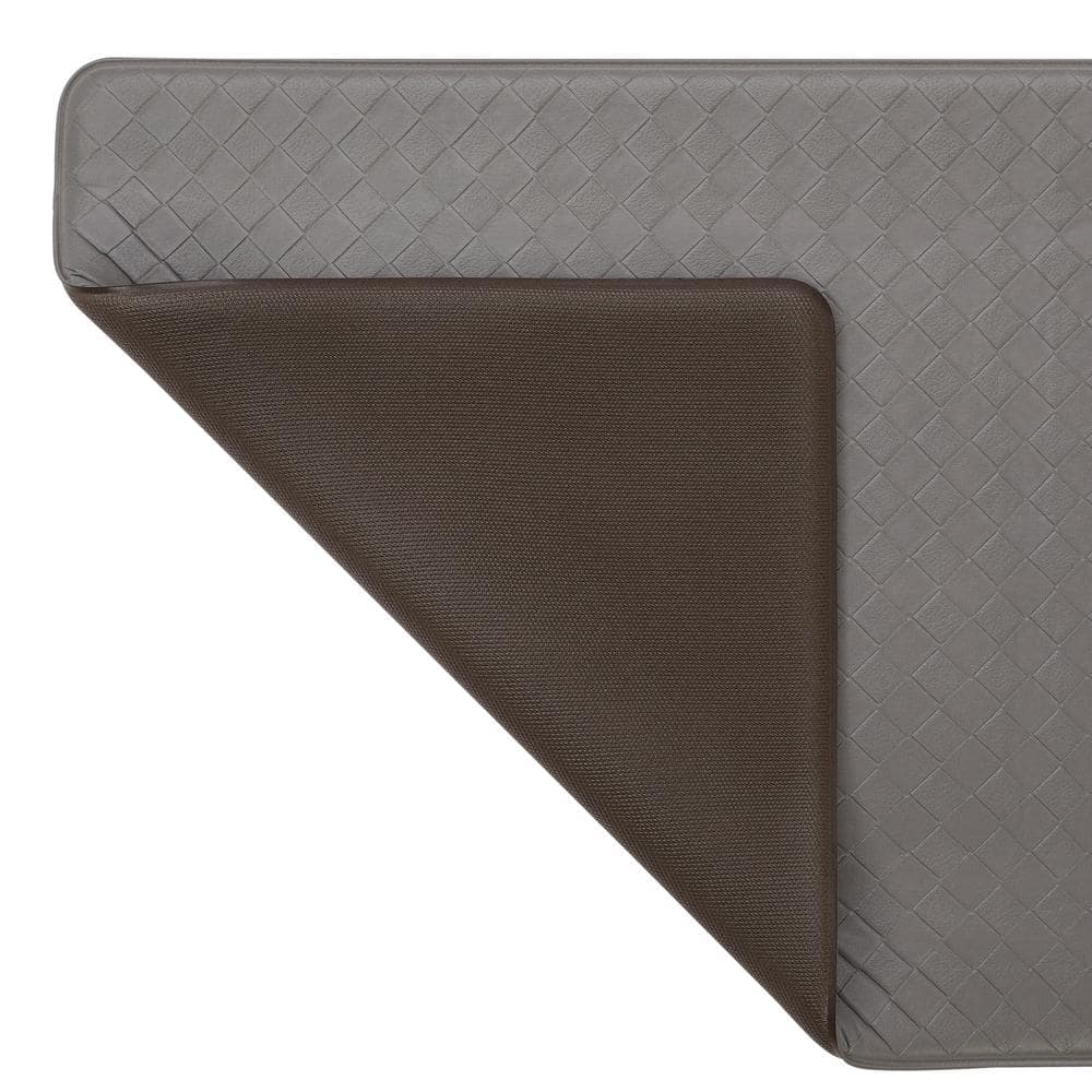 Gray Foam Anti-Fatigue Kitchen Mat with Basketweave Pattern, 17.5 x 32 in