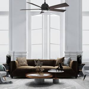 Aspen 52 in. Dimmable LED Indoor/Outdoor Black Smart Ceiling Fan with Light and Remote, Works with Alexa/Google Home