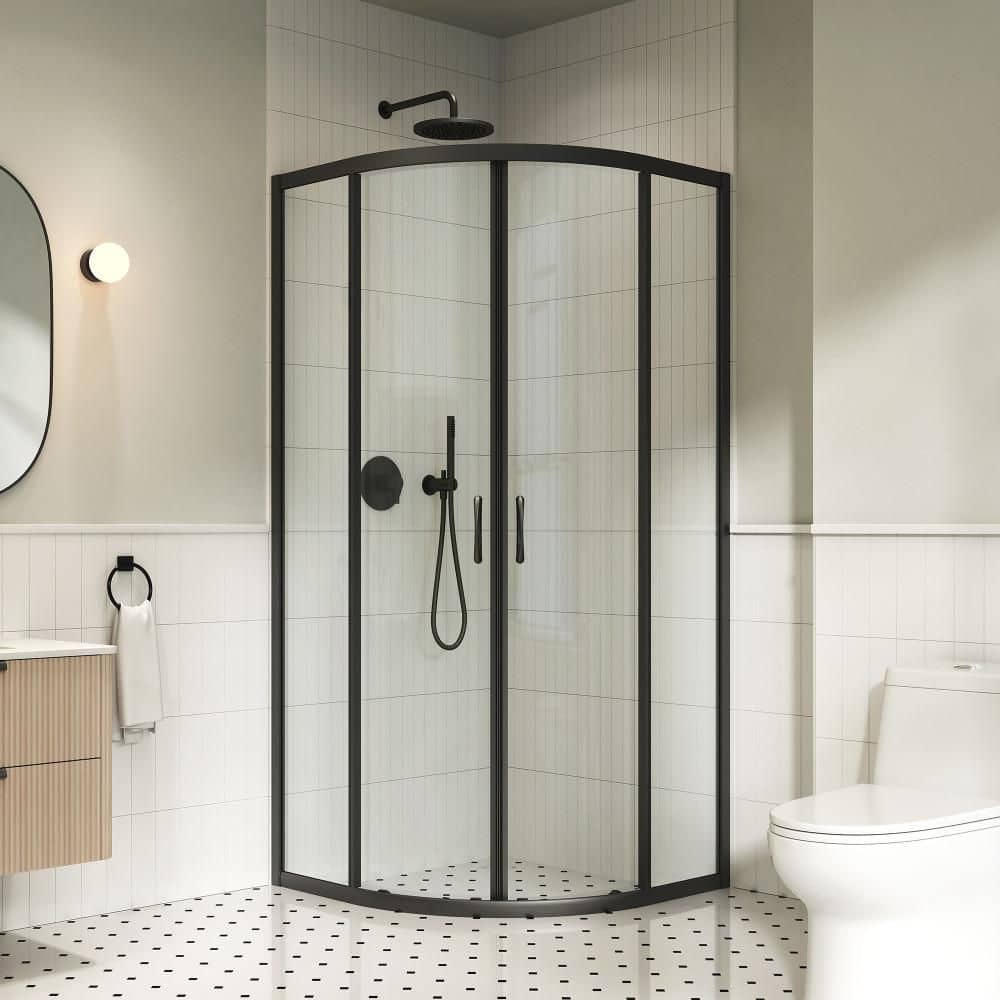 Breeze 34 in. x 34 in. 72.83 in. Quadrant Corner Clear Sliding Door in Matte Black price history on PriceWatchPro