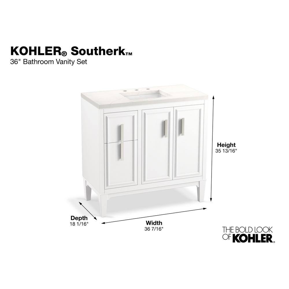 Southerk 36-Inch White Freestanding Bathroom Vanity Set with Quartz Top
