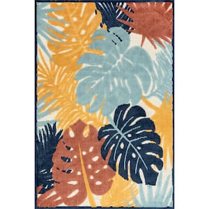 Alannah Tropical Border Indoor/Outdoor Blue 5 ft. x 7 ft. 6 in. Area Rug