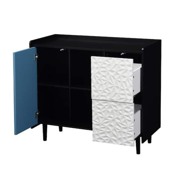 COWLOWN 35.43 in. W x 15.74 in. D x 31.49 in. H Bathroom Blue Linen Cabinet