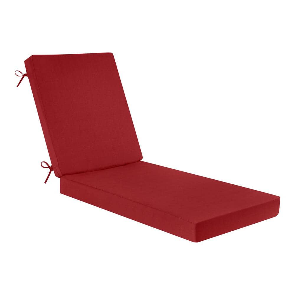 Hampton Bay 24.75 in. x 76 in. CushionGuard Outdoor Chaise Lounge Replacement Cushion in Chili -  89-CH1SCL