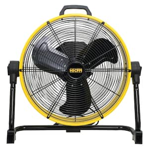 20 in. Direct Drive Drum Fan, 6100 CFM High-Velocity Air Circulator with 180° Pivoting Head in Yellow