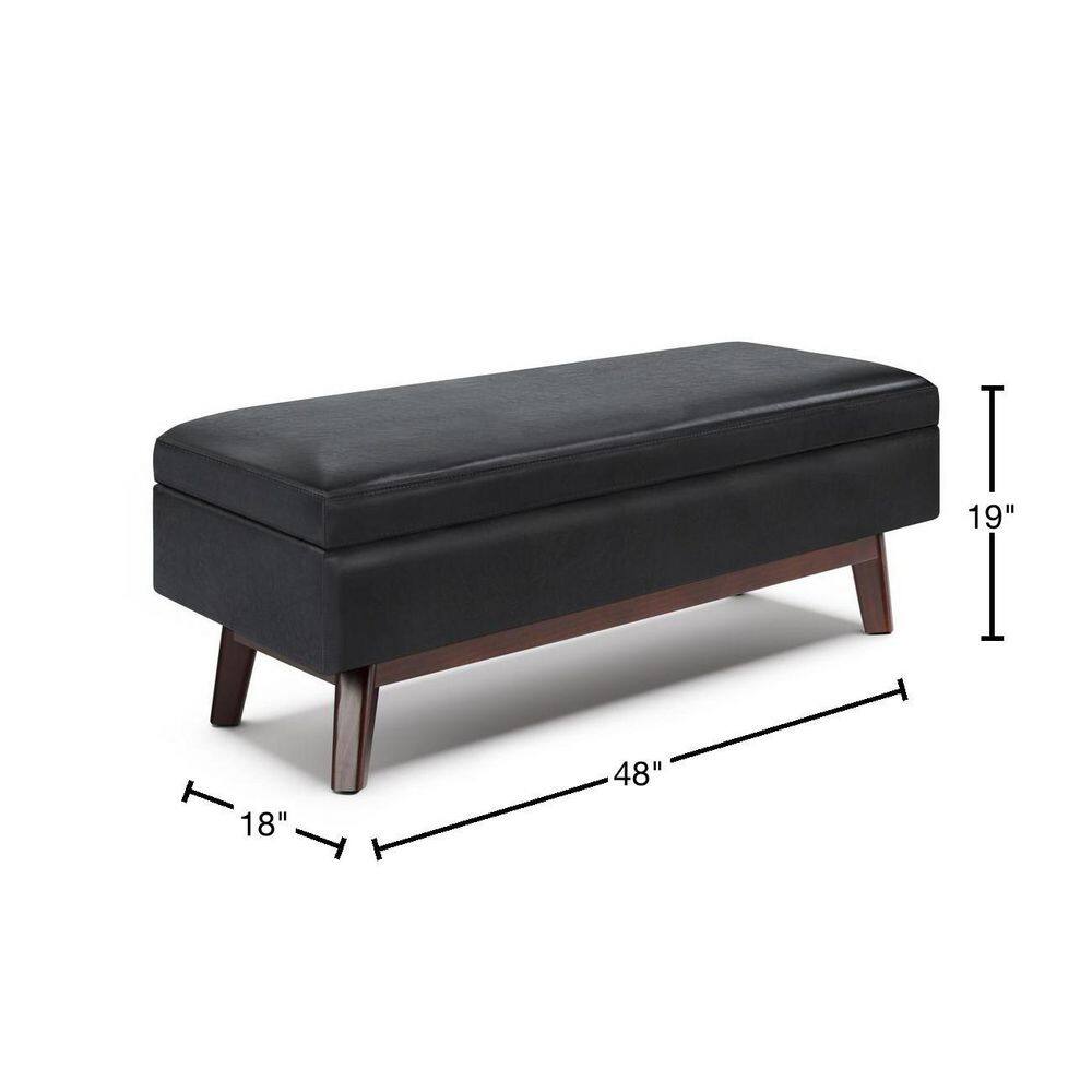 Owen Mid Century Modern Black Rubberwood Cocktail Ottoman