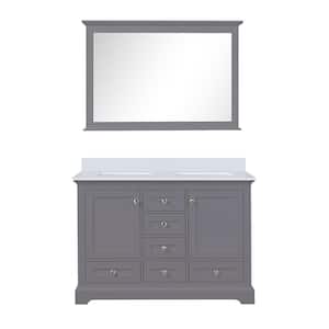 Dukes 48 in. W x 22 in. D Dark Grey Double Bath Vanity, Cultured Marble Top, and 46 in. Mirror