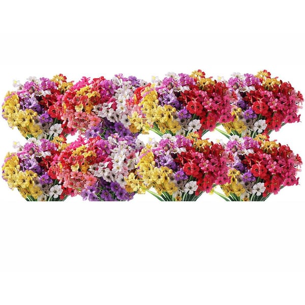 Unbranded 11.02 in. Multi-Colored Outdoor Artificial Violet Flower UV Resistant 22 Bundles