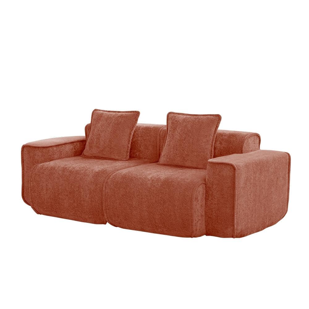 39.37 in. Armless 2-piece Velvet Modular Sectional Sofa with High-Resilience Foam in Red durable construction price history on PriceWatchPro