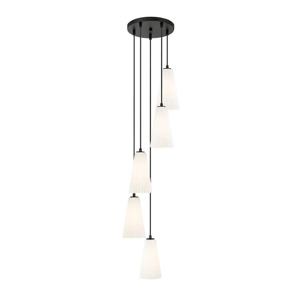 Unbranded Farrell 5-Light in Matte Black Chandelier with no bulbs included