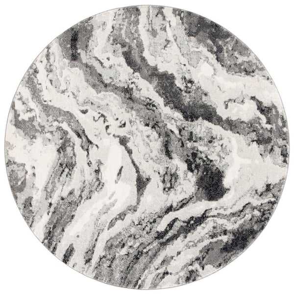 Evoke 7 ft. x 7 ft. Ivory/Gray Abstract Granite Round Area Rug