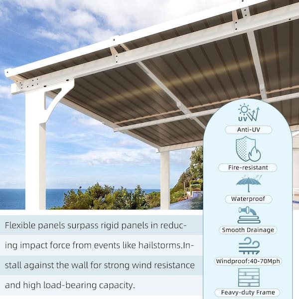 AECOJOY 14 ft. x 8 ft. White Aluminum Patio Cover 16408WH-HD01