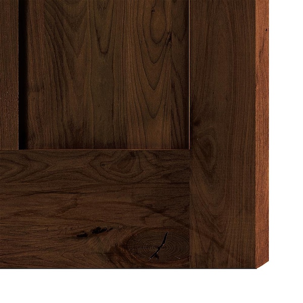 DIY RTA Kit 32 in. x 80 in. Knotty Alder 3-Panel Right-Hand/Inswing Red Mahogany Stain Wood Ready To Assemble Front Door