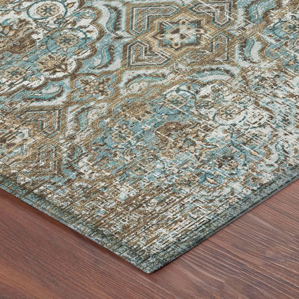Chantille Machine Washable Indoor/Outdoor Abstract ACN2706 Teal 2 ft. x 7 ft. Runner Rug