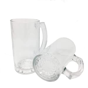 Large 16 oz. Heavy Duty Solid Pub Bar Glass Beer Mugs with Thick Bottom Design (Set of 12)