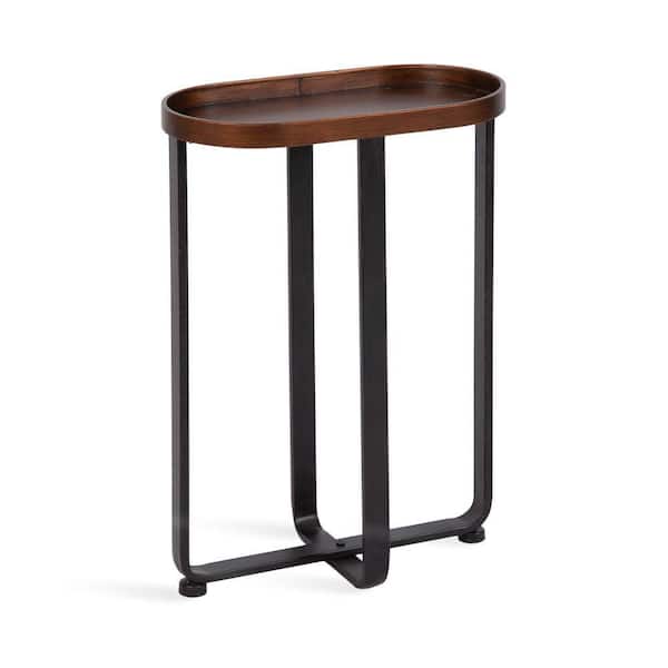 Zabel 16.05 in. Black Oval Metal Transitional End Table