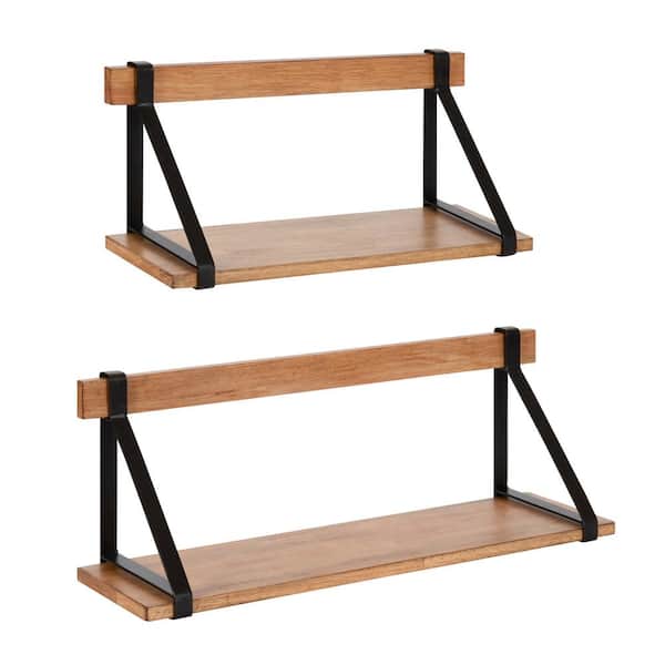 Kate and Laurel Willmann 7 in. x 24 in. x 9 in. Rustic Brown/Black Wood Floating Decorative Wall Shelf Without Brackets