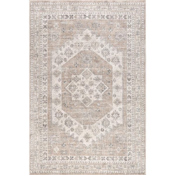 Layne Medallion Beige 9 ft. x 12 ft. Indoor Area Rug