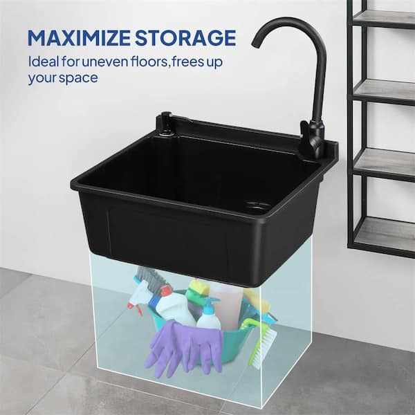 Karl home 17.5 in. D x 20.3 in. W Wall Mount Laundry/Utility Sink in Black with Faucet