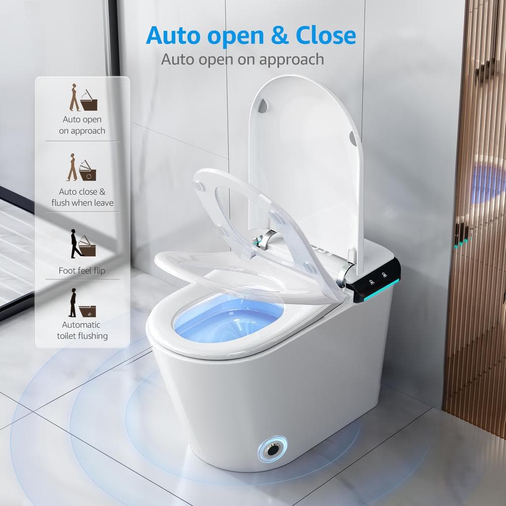 White Ceramic Electric Smart Bidet Toilet with Heated Seat