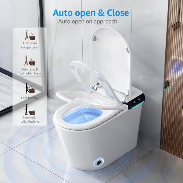 thumbnail image 2 of Smart Toilet Bidet Blackout Flush Auto Flush Foot Sensor Tankless Elongated 2 of 12