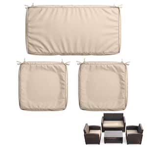 3-Piece Outdoor Patio Replacement Cushion Slipcovers for 4-Seater Wicker Rattan Sofa, Cream(No Inserts)