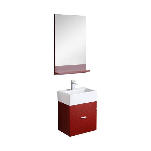 Dreamwerks 17 in. W x 12 in. D x 21 in. H Vanity in Burnt Sienna with Porcelain Vanity Top in White