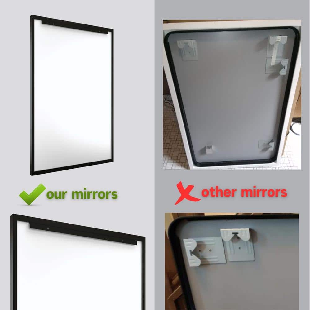 Large Black Aluminum Framed Rectangular Wall Mirror, 60" x 36"