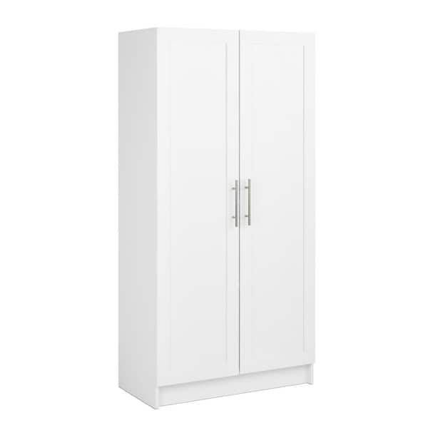 Prepac Elite White 16.75 in. D x 32 in. W x 65 in. H Accent Storage Cabinet with Panel Doors