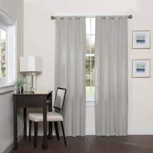 Darrell ThermaWeave Grey Solid Polyester 37 in. W x 95 in. L Blackout Single Rod Pocket Curtain Panel