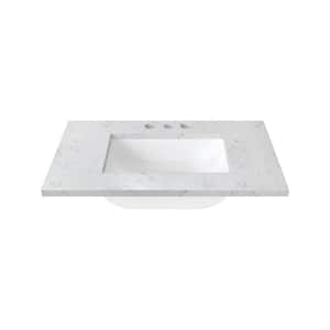 31 in. W x 22 in. D Cultured Marble Rectangular Undermount Single Basin Vanity Top in Icy Stone
