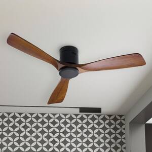52 in. Indoor/Outdoor Brown 3-Solid Wood Blades Propeller Ceiling Fan with Remote Control, 6-Speed Adjustable, DC Motor