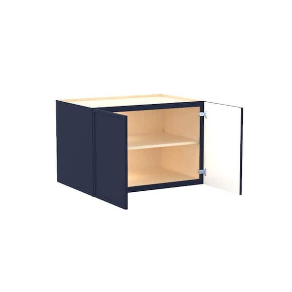 Franklin 33 in. W x 24 in. D x 24 in. H Assembled Plywood Wall Bridge Kitchen Cabinet in Vessel Blue with Soft Close