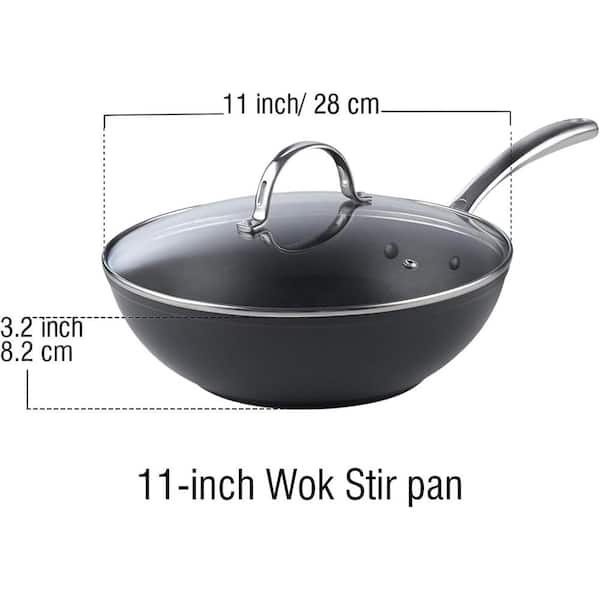Luxshiny 1pc Non-stick Frying Pan Flat Bottom Wok Flat Pan Nonstick Round  Iron Wok Fired Dish Wok Non-stick Wok Iron Pan Non-stick Frying Wok Non