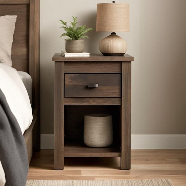 Ameriwood Brownwood Rustic Medium Brown 1-Drawer Nightstand
