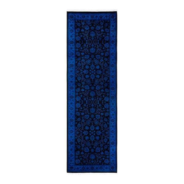 Overdyed Blue 2 ft. 7 in. x 8 ft. 7 in. Wool Indoor Area Rug