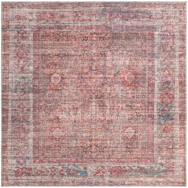 Nostalgia Euphoria Rust Red and Brown 7 ft. Square Machine Washable Area Rug