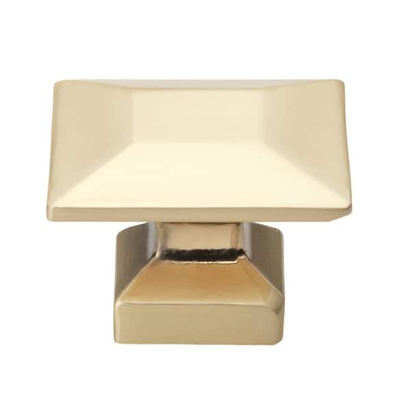 GLIDERITE 1-3/8 in. Champagne Gold Finish Modern Square Cabinet Knob (10-Pack)