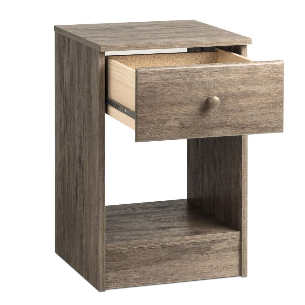 Astrid Tall 1-Drawer Nightstand in Drifted Gray with Solid Wood Knobs